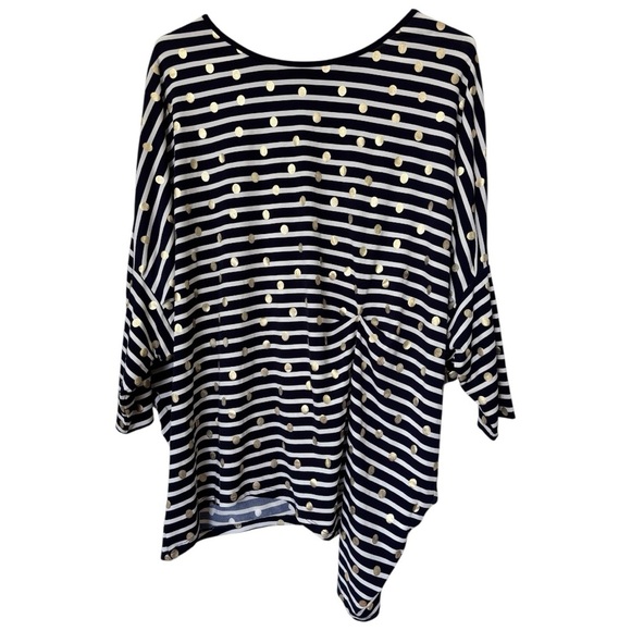 Frank Lyman Navy Metallic Dot Top - Size 10 - Picture 1 of 7